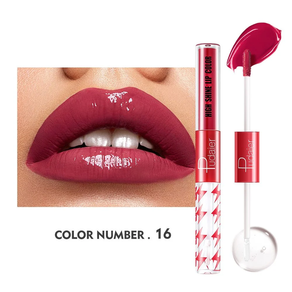16 Colors Double Ended Highlighting Lip Gloss - High-shine Long-lasting - Image 24