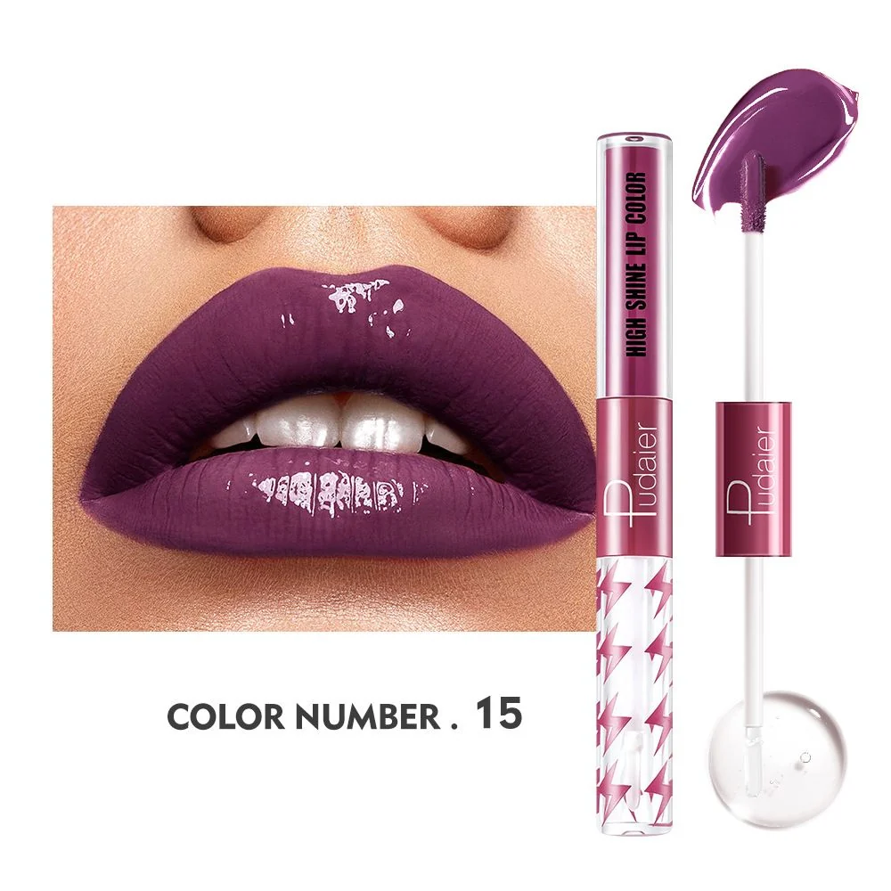 16 Colors Double Ended Highlighting Lip Gloss - High-shine Long-lasting - Image 25