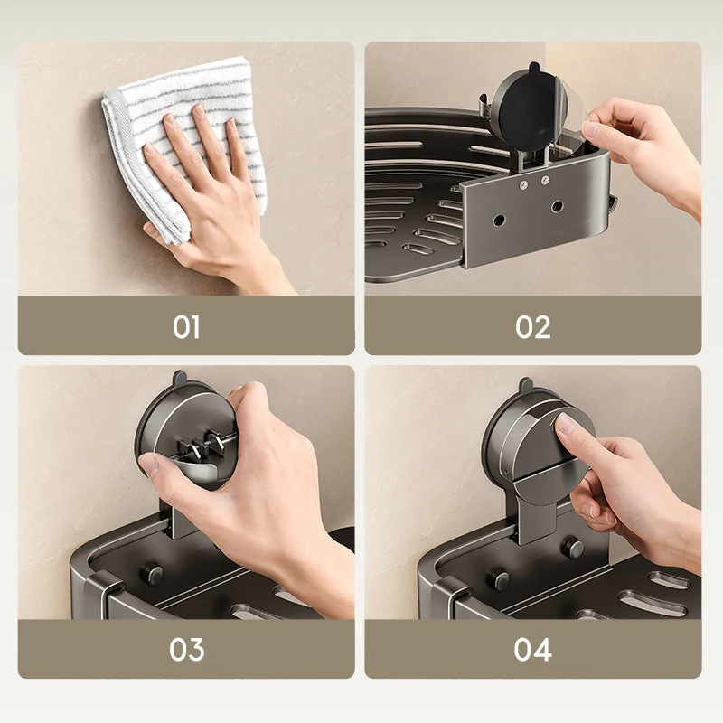 2PCS Wall Mounted Bathroom Organizer with Suction Cup - Image 8