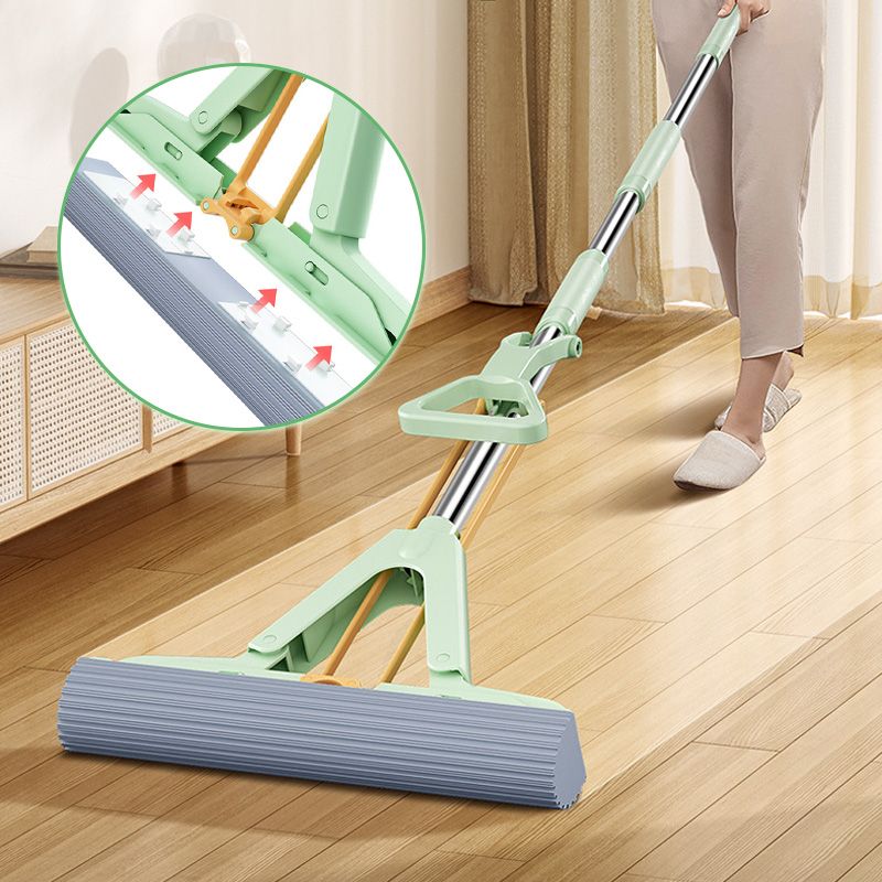 Absorbent Folding Squeeze Sponge Mop with Brush - Image 5