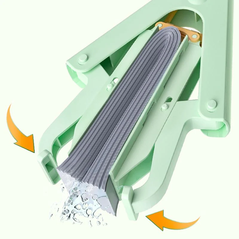 Absorbent Folding Squeeze Sponge Mop with Brush - Image 6