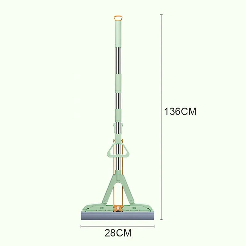 Absorbent Folding Squeeze Sponge Mop with Brush - Image 9