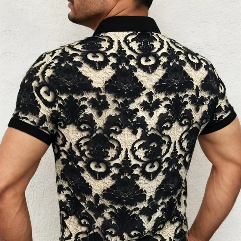Men's Cooling Stretch Stand Collar 3D Floral Shirt - Image 6
