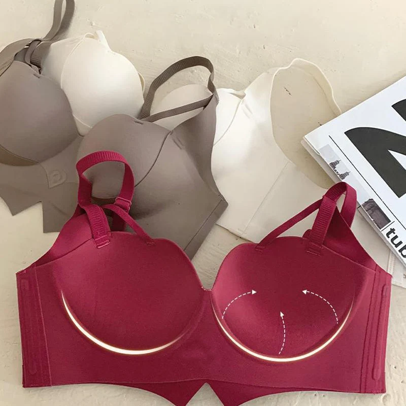 Comfortable Gathering Large-Looking No Steel Ring Bra - Image 2