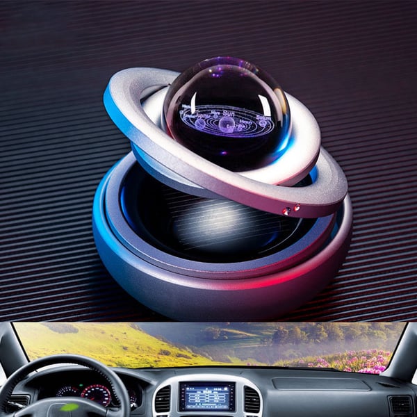 Solar Rotating Double Ring Suspension Car Aromatherapy Ornament - Image 12