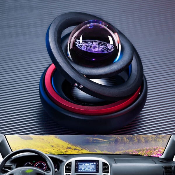 Solar Rotating Double Ring Suspension Car Aromatherapy Ornament - Image 13