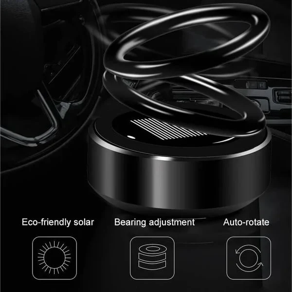 Solar Rotating Double Ring Suspension Car Aromatherapy Ornament - Image 4