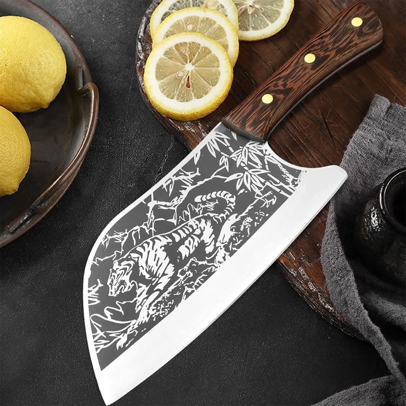 Durable Sharp Tiger Pattern Stainless Steel Knife - Image 3