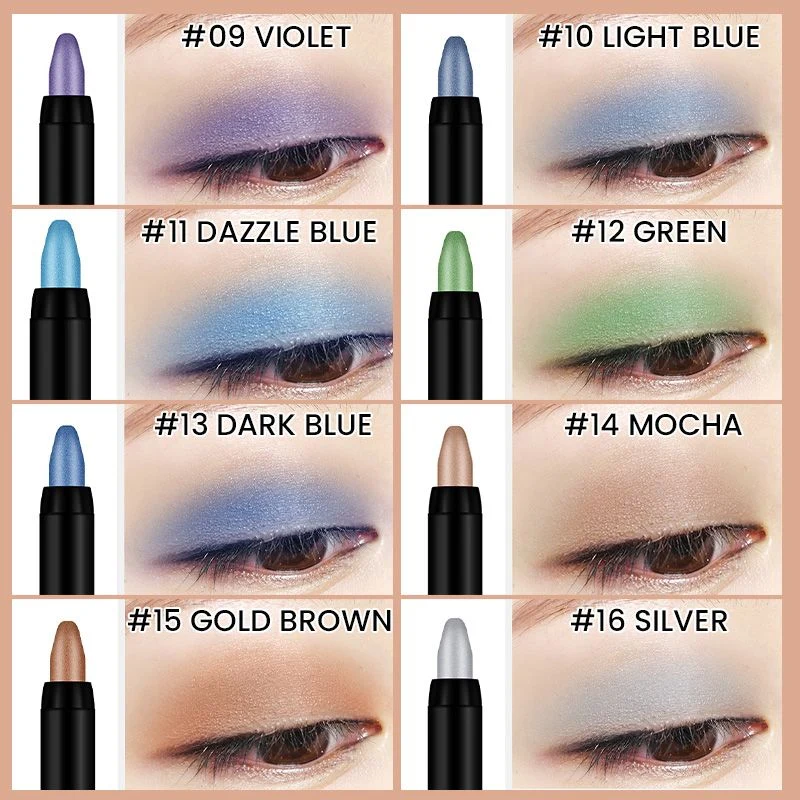 15 Color Highlighter Eyeshadow Pencil Waterproof Glitter Eye Shadow Eyeliner Pen - Image 9