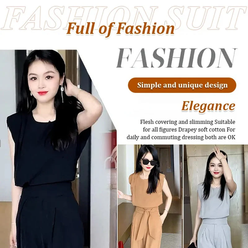 Fashion Sleeveless Wide-Legged Pants Set(Great Sale⛄BUY 2 Get 10% OFF + FREE SHIPPING)