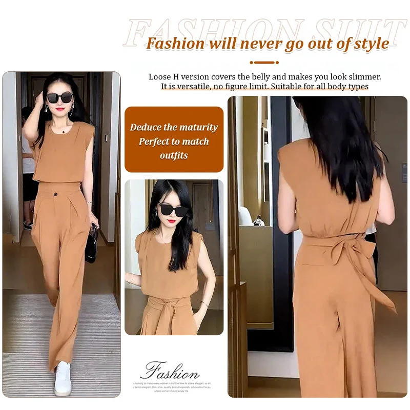 Fashion Sleeveless Wide-Legged Pants Set(Great Sale⛄BUY 2 Get 10% OFF + FREE SHIPPING) - Image 3