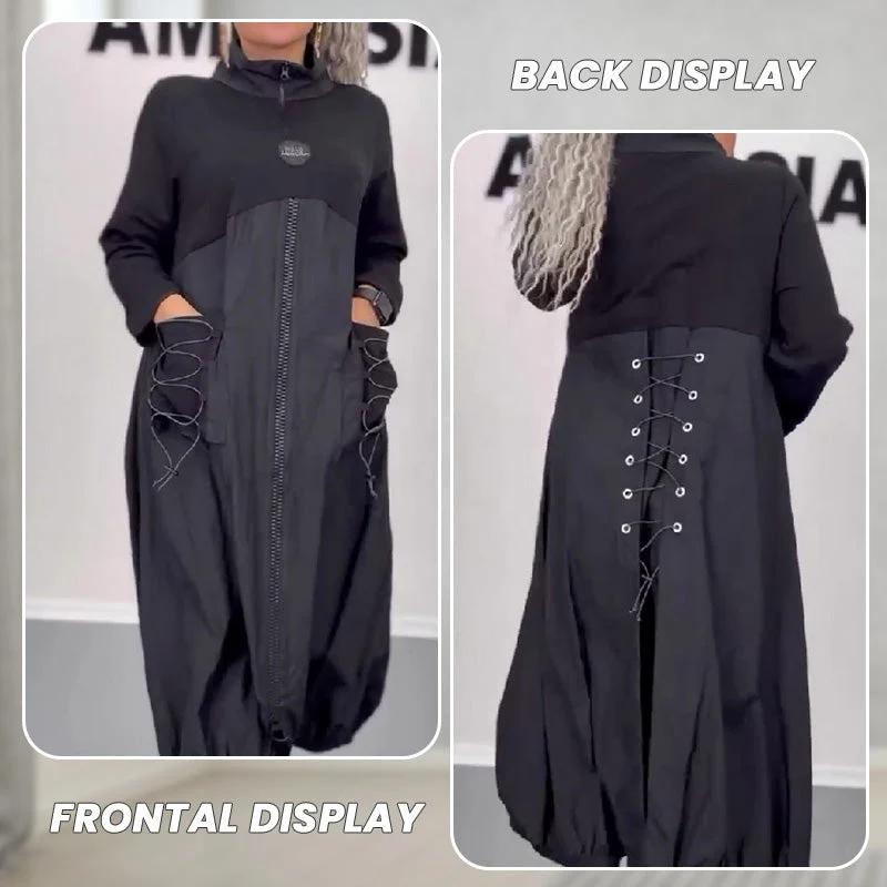 Mockneck Long Sleeve Dress With Drawstring - Image 4