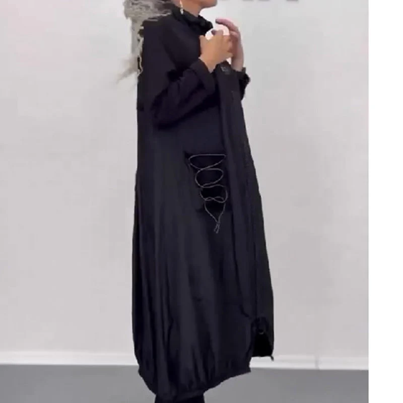 Mockneck Long Sleeve Dress With Drawstring - Image 5