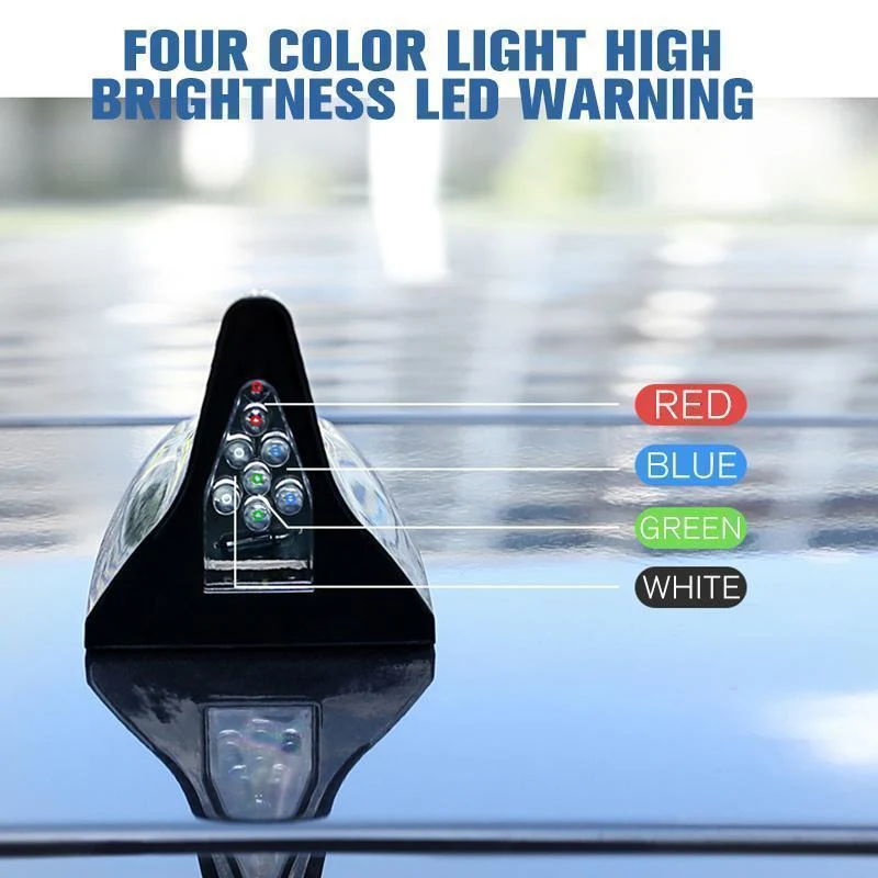 Solar Power Car Shark Fin Roof Antenna LED Flash Light - Image 3