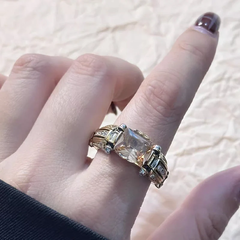 🎁Hot Sale🔥Heavy Duty Vintage Zirconia Wide Band Ring - Image 9