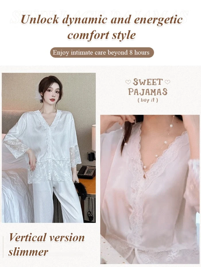 🌸Hot Sale 40% Off🌸Ice Sexy Lace Pajamas Two Piece Set - Image 2