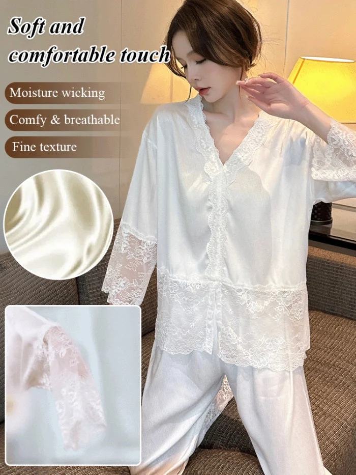🌸Hot Sale 40% Off🌸Ice Sexy Lace Pajamas Two Piece Set - Image 3