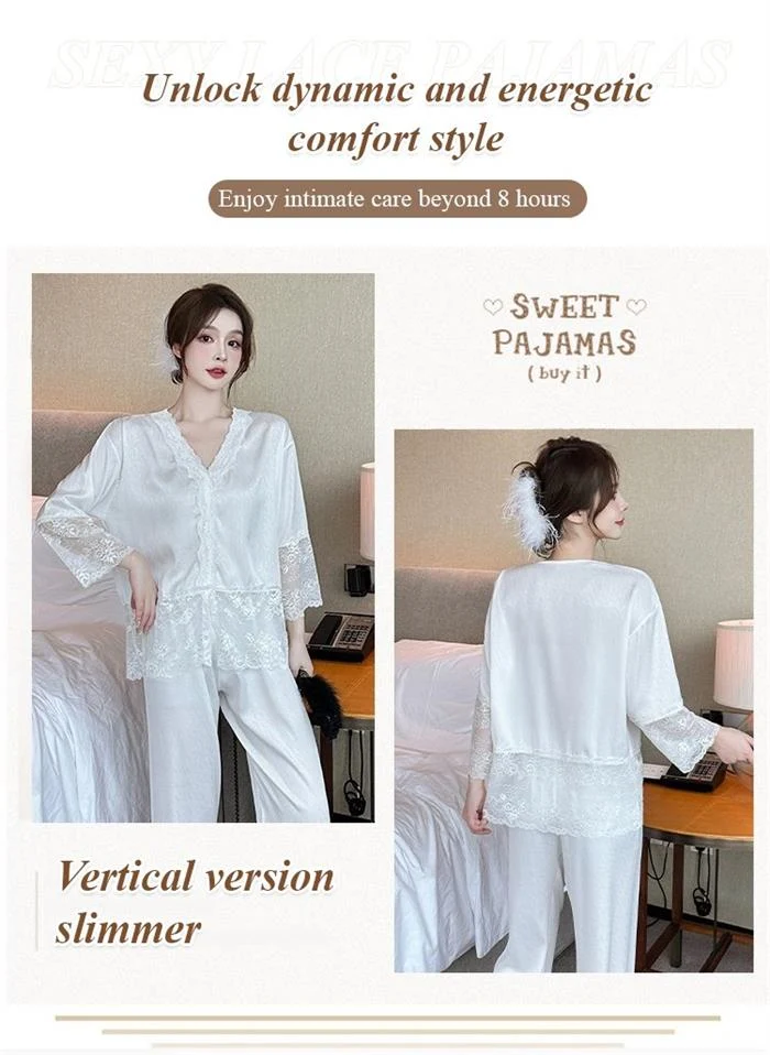 🌸Hot Sale 40% Off🌸Ice Sexy Lace Pajamas Two Piece Set - Image 5