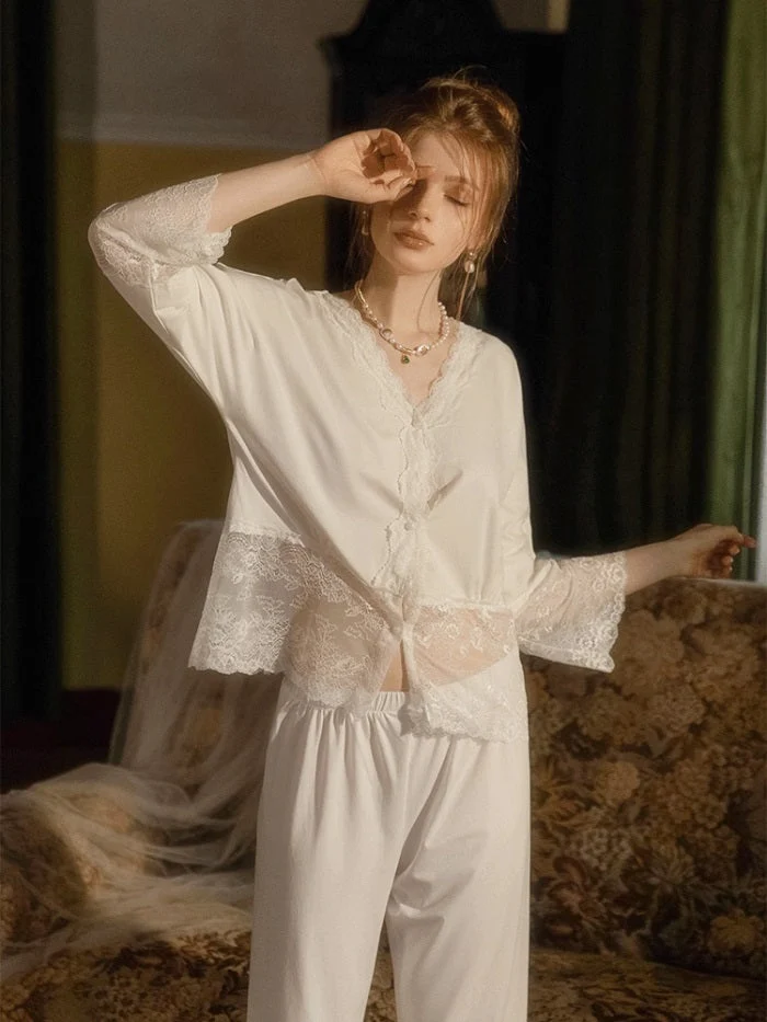 🌸Hot Sale 40% Off🌸Ice Sexy Lace Pajamas Two Piece Set - Image 6