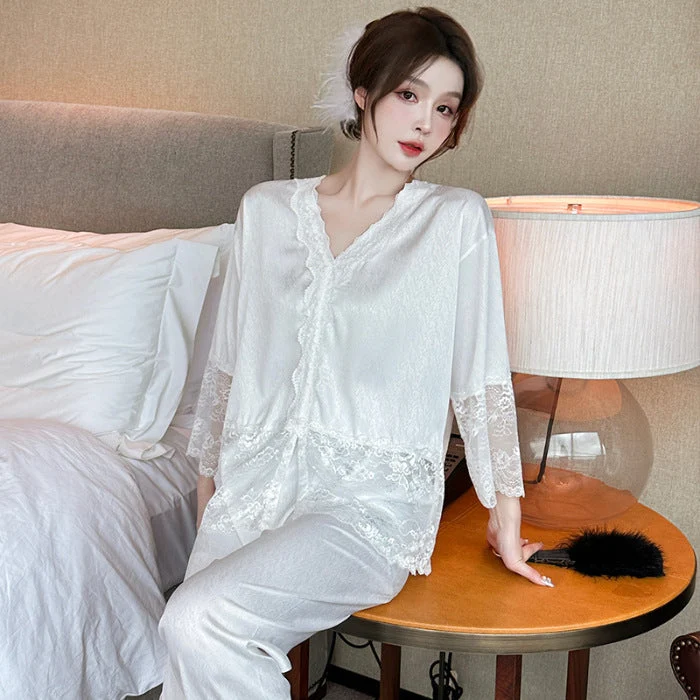 🌸Hot Sale 40% Off🌸Ice Sexy Lace Pajamas Two Piece Set - Image 7