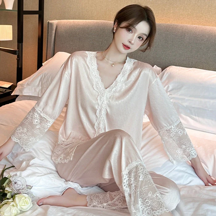 🌸Hot Sale 40% Off🌸Ice Sexy Lace Pajamas Two Piece Set - Image 8
