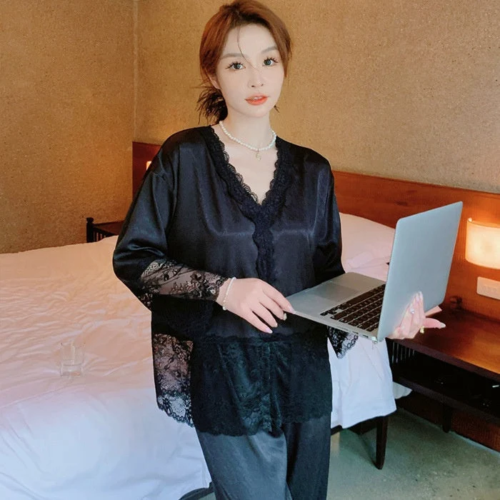 🌸Hot Sale 40% Off🌸Ice Sexy Lace Pajamas Two Piece Set - Image 9