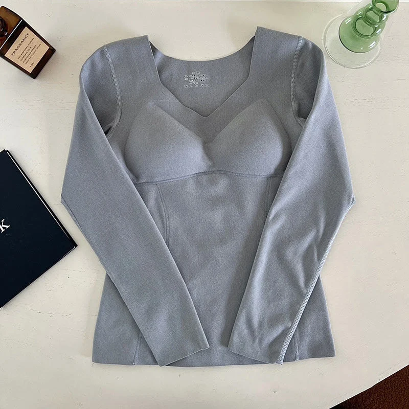 🥳2023 Brand New Fabric Women's Built-in Bra Thermal Underwear - Image 11