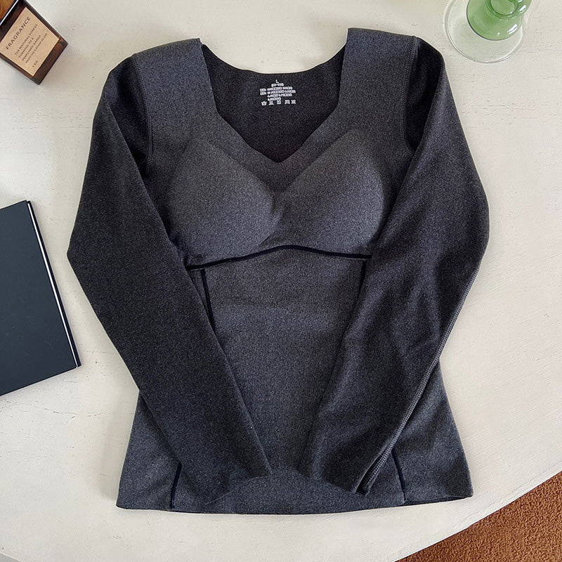 🥳2023 Brand New Fabric Women's Built-in Bra Thermal Underwear - Image 12