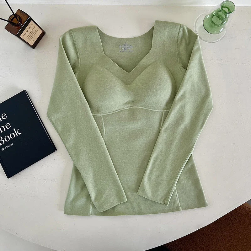 🥳2023 Brand New Fabric Women's Built-in Bra Thermal Underwear - Image 13