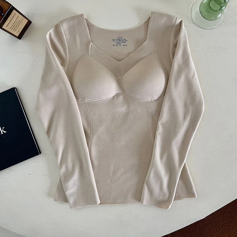 🥳2023 Brand New Fabric Women's Built-in Bra Thermal Underwear - Image 14