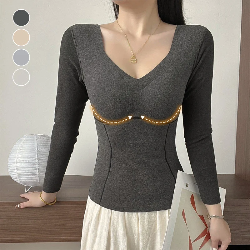 🥳2023 Brand New Fabric Women's Built-in Bra Thermal Underwear - Image 3