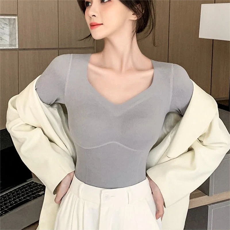 🥳2023 Brand New Fabric Women's Built-in Bra Thermal Underwear - Image 8