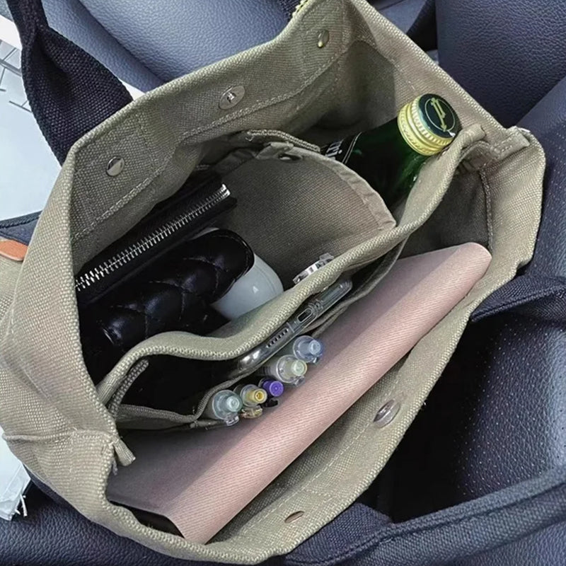 Large Capacity Multi-compartment Tote Canvas Bag - Image 3