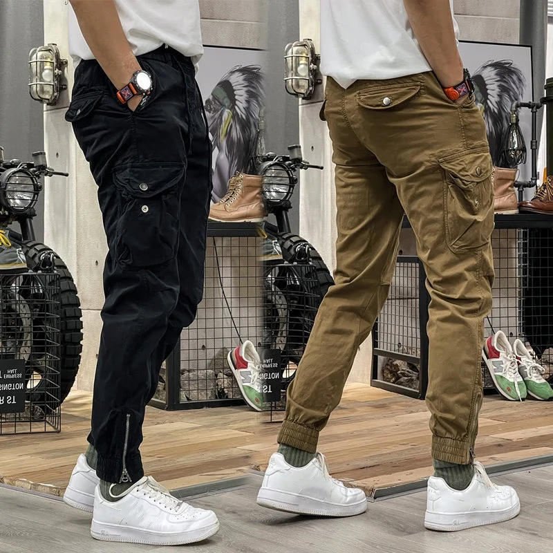 Men's Multi-Pockets Drawstring Elastic Waist Cargo Pants - Image 4