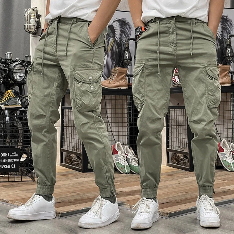 Men's Multi-Pockets Drawstring Elastic Waist Cargo Pants - Image 7