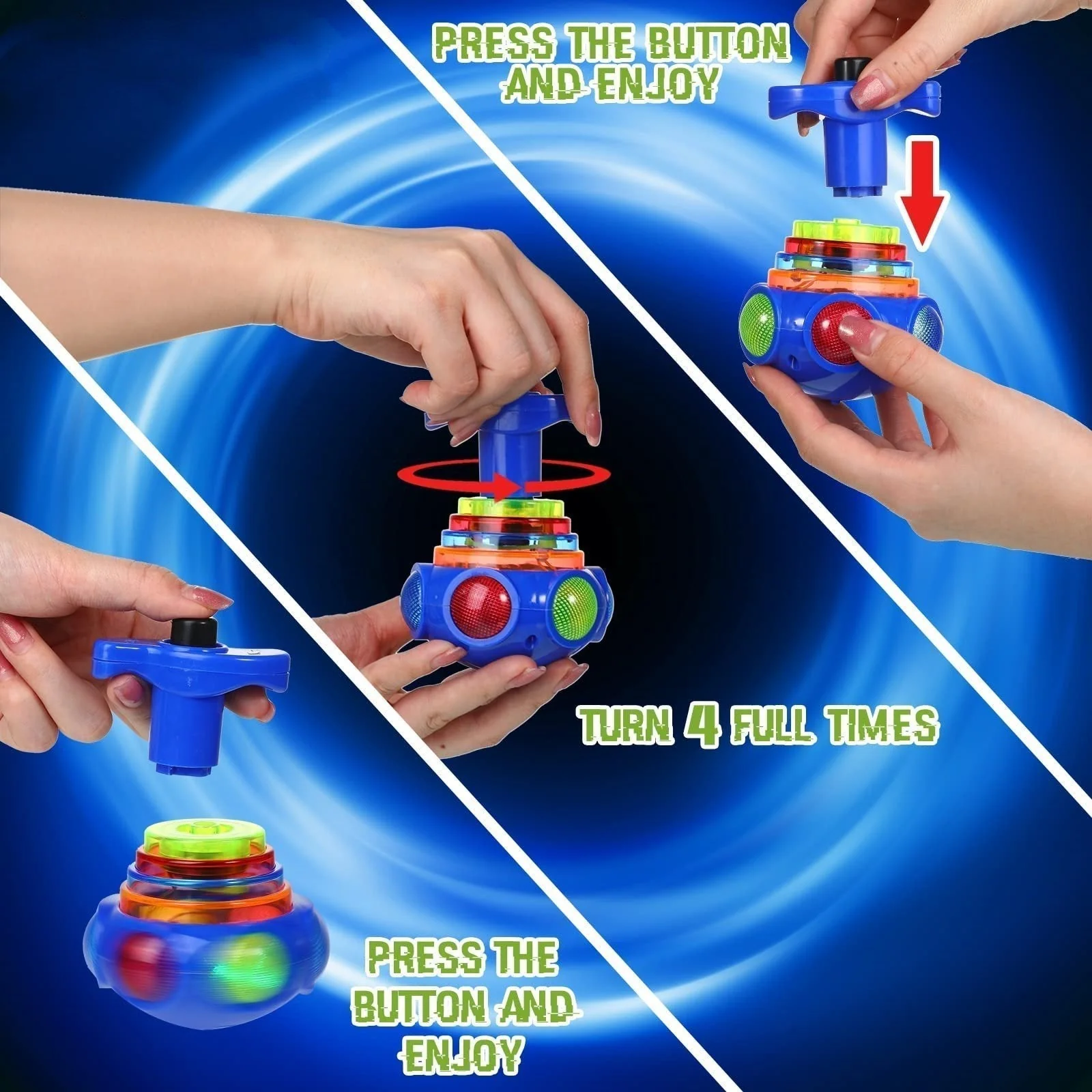 Christmas Gift For Kids🎁Music Flashing Spinners Toy With Launcher - Image 6