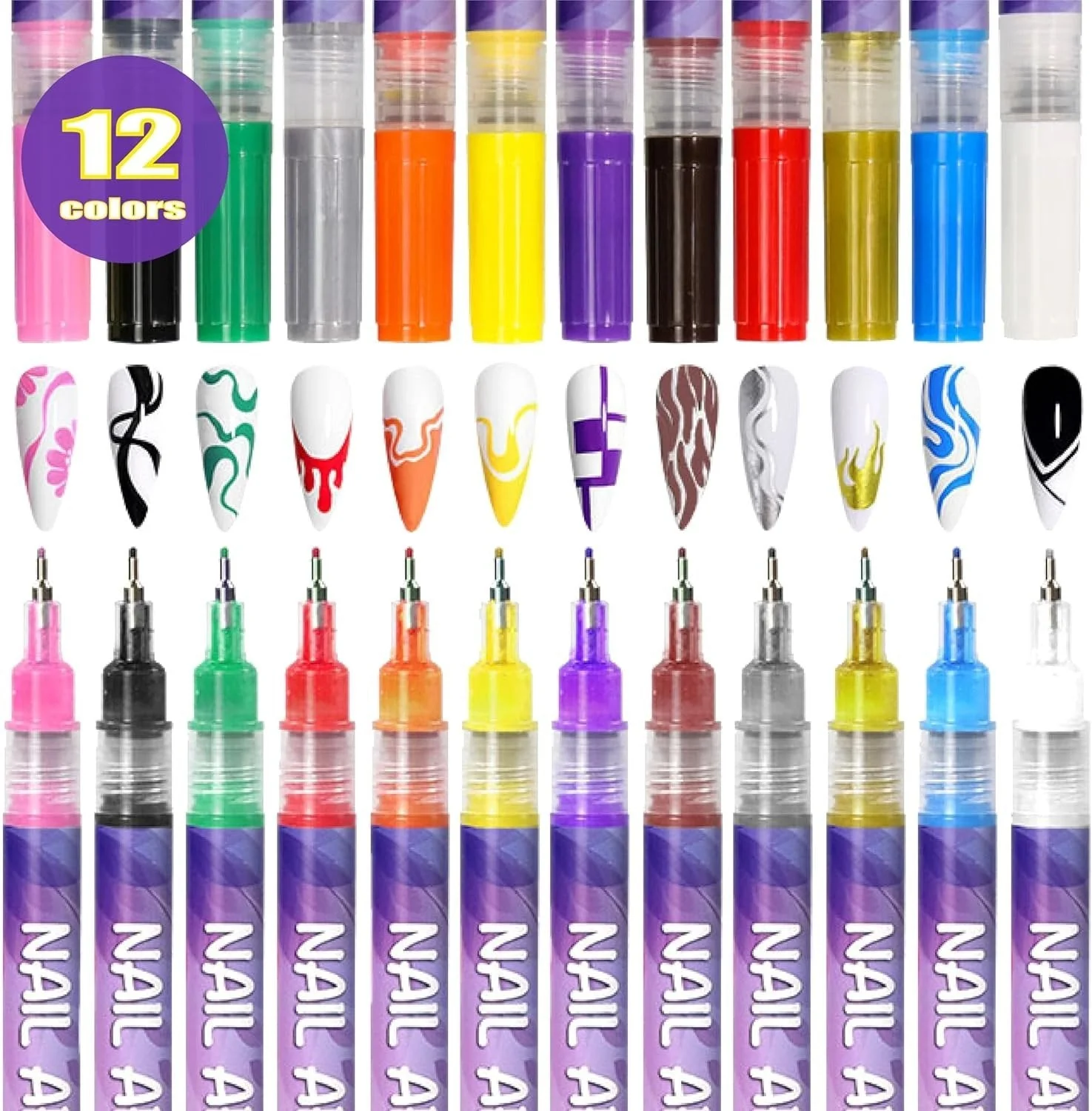 🎁Hot Sale 50% OFF⏳🎨12 Colors Nail Art Pens Set - Image 2