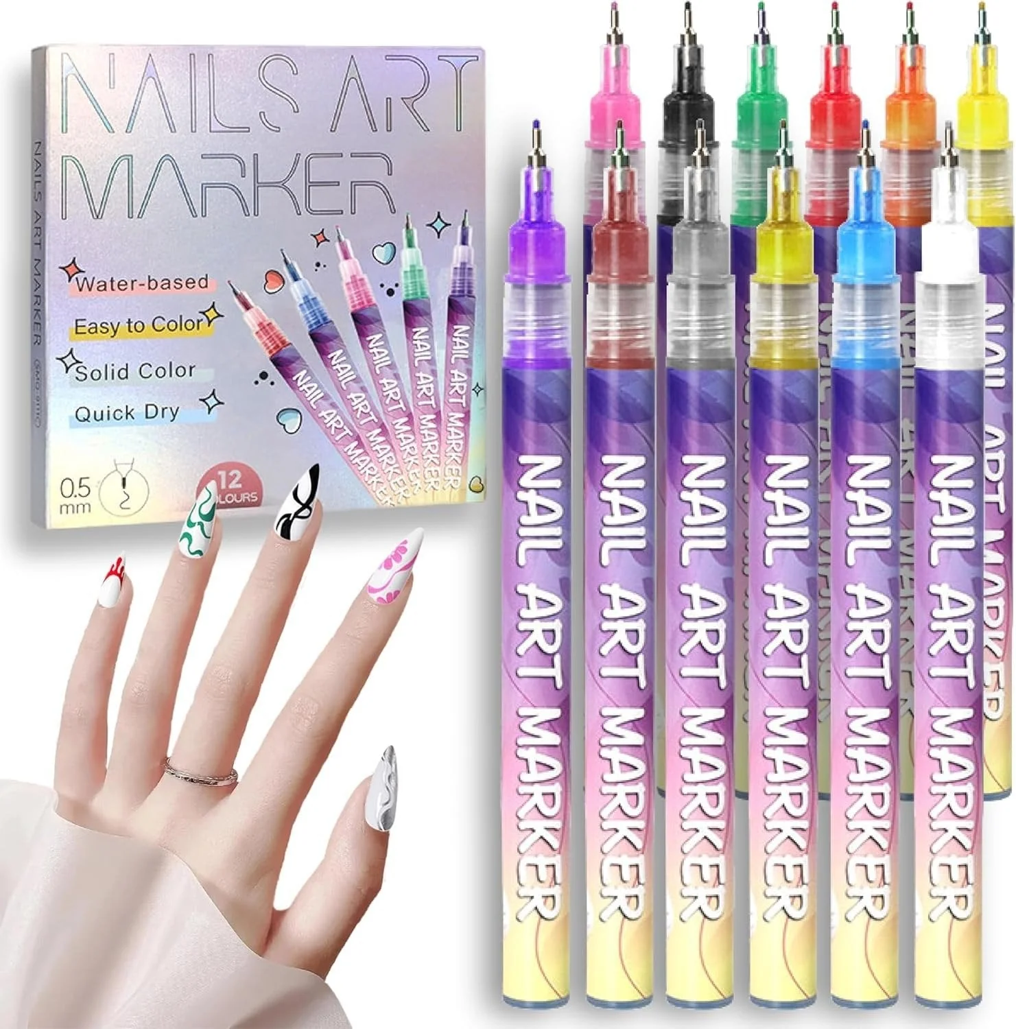 🎁Hot Sale 50% OFF⏳🎨12 Colors Nail Art Pens Set - Image 3