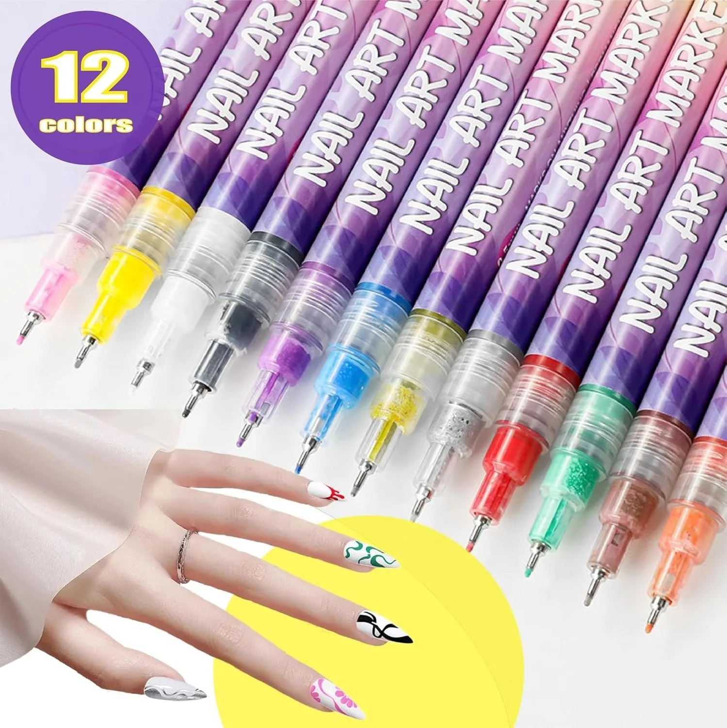 🎁Hot Sale 50% OFF⏳🎨12 Colors Nail Art Pens Set - Image 5