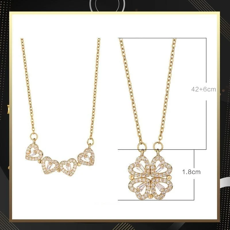Lucky four-leaf clover & heart-shaped necklace - Image 4
