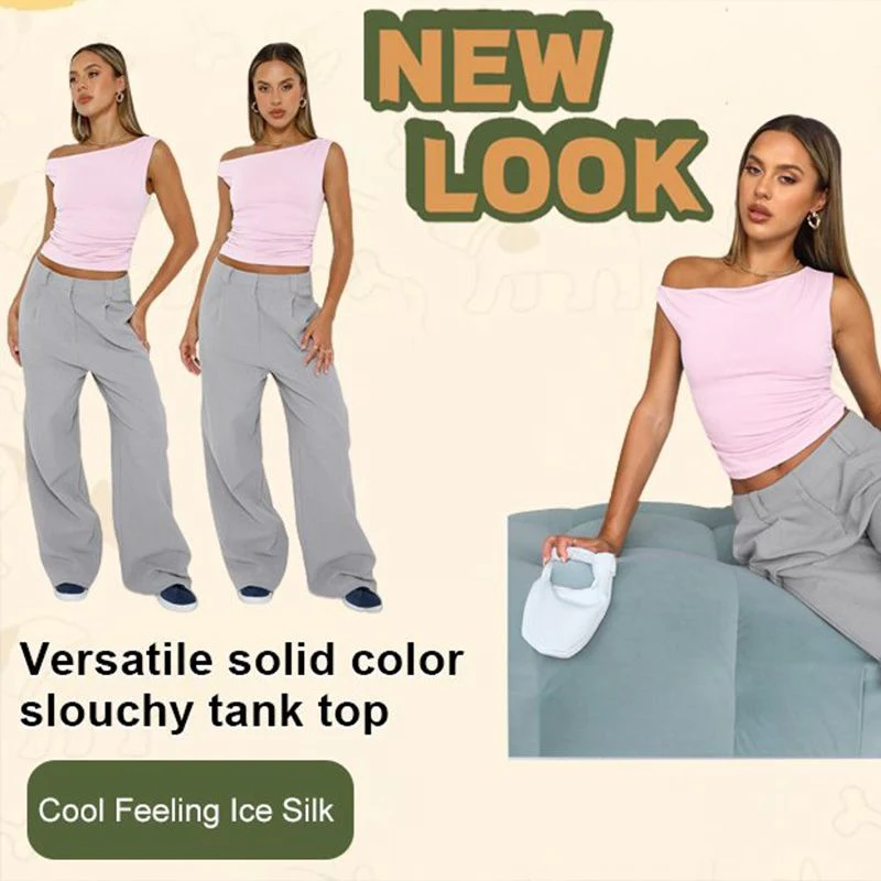 Women’s Versatile Solid Color Off-Shoulder Tank Top - Image 2