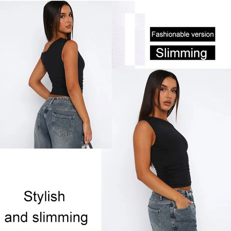 Women’s Versatile Solid Color Off-Shoulder Tank Top - Image 3