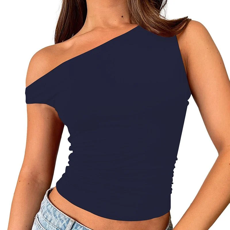 Women’s Versatile Solid Color Off-Shoulder Tank Top - Image 9