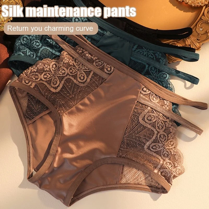 Sexy Seamless Double Strap Lace Silk Care Panties - Image 2