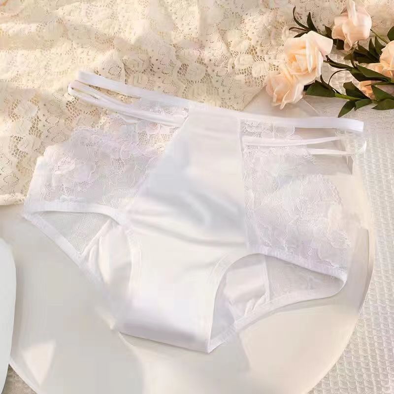 Sexy Seamless Double Strap Lace Silk Care Panties - Image 8