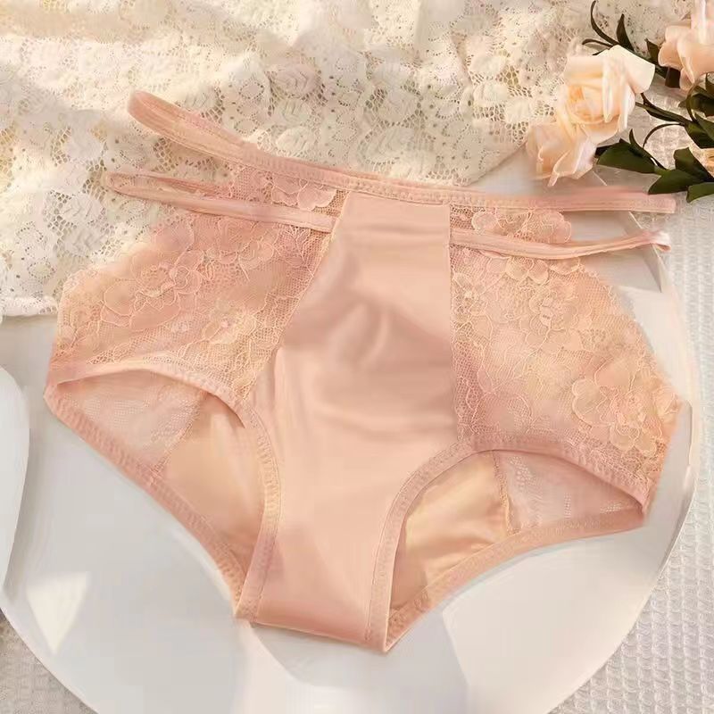 Sexy Seamless Double Strap Lace Silk Care Panties - Image 9
