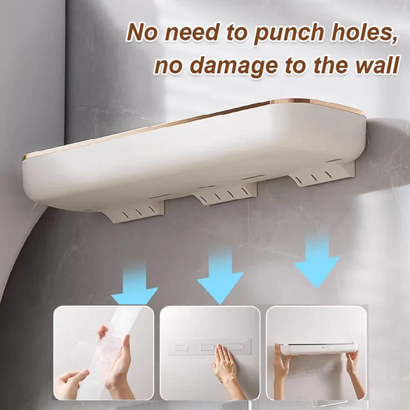 No-Punch Wall Mounted Bathroom Storage Shelf - Image 4