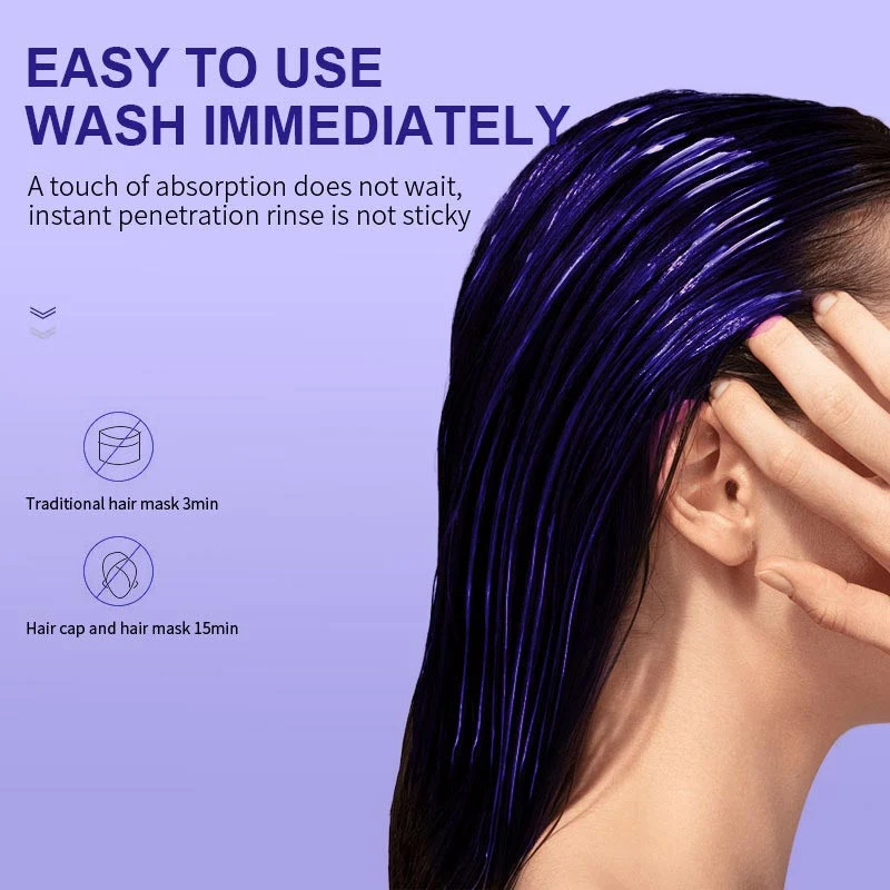 Purple Keratin Hair Mask - Locks Color & Neutralizes Brass & Yellow Tones For Blonde Silver Gray Highlighted Hair - Image 10