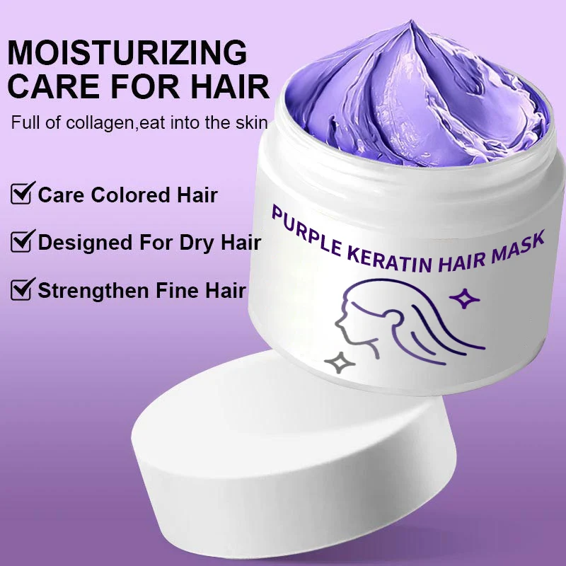 Purple Keratin Hair Mask - Locks Color & Neutralizes Brass & Yellow Tones For Blonde Silver Gray Highlighted Hair - Image 3