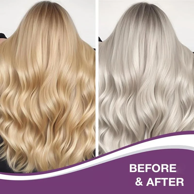 Purple Keratin Hair Mask - Locks Color & Neutralizes Brass & Yellow Tones For Blonde Silver Gray Highlighted Hair - Image 4